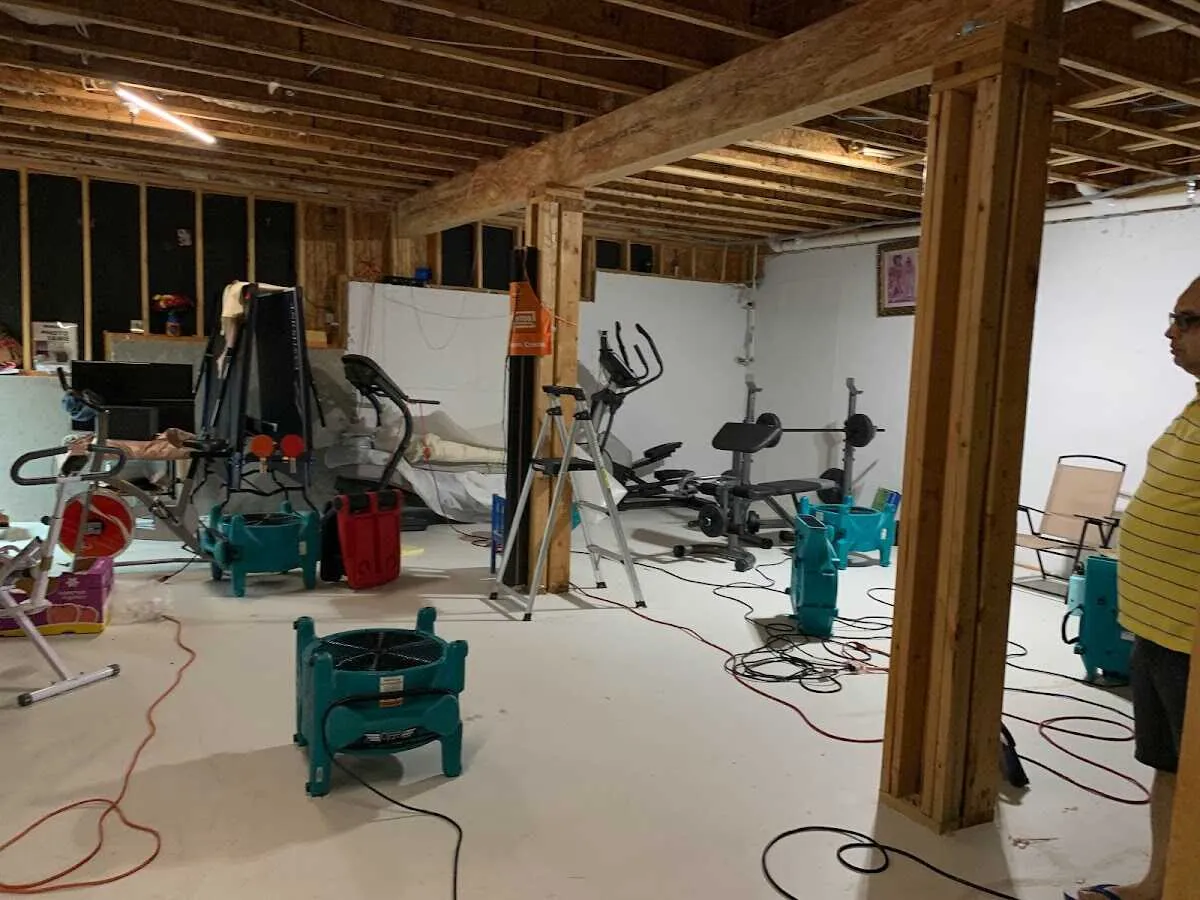 Basement drying equipment setup for Contents Cleaning & Restoration in Seward