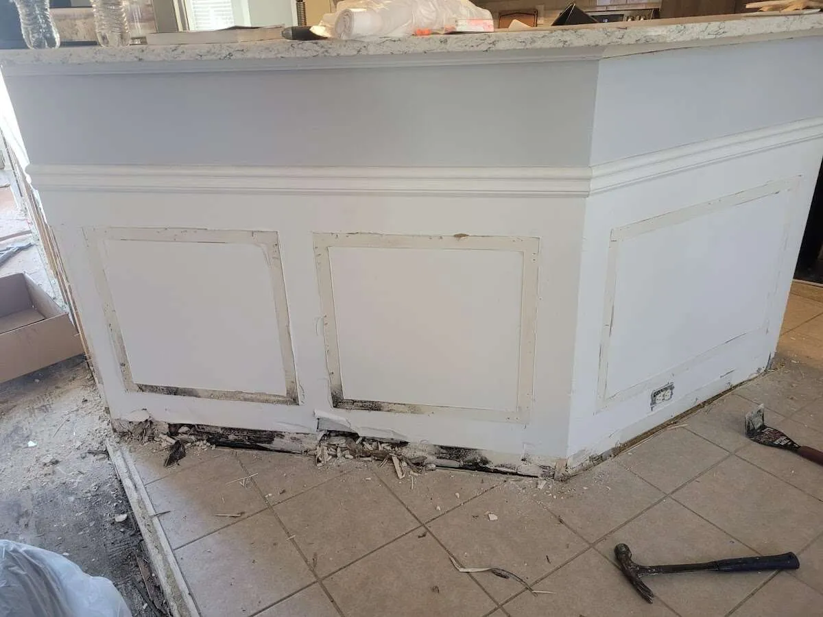 Water damage and mold on kitchen during Storm Damage Restoration in Seward